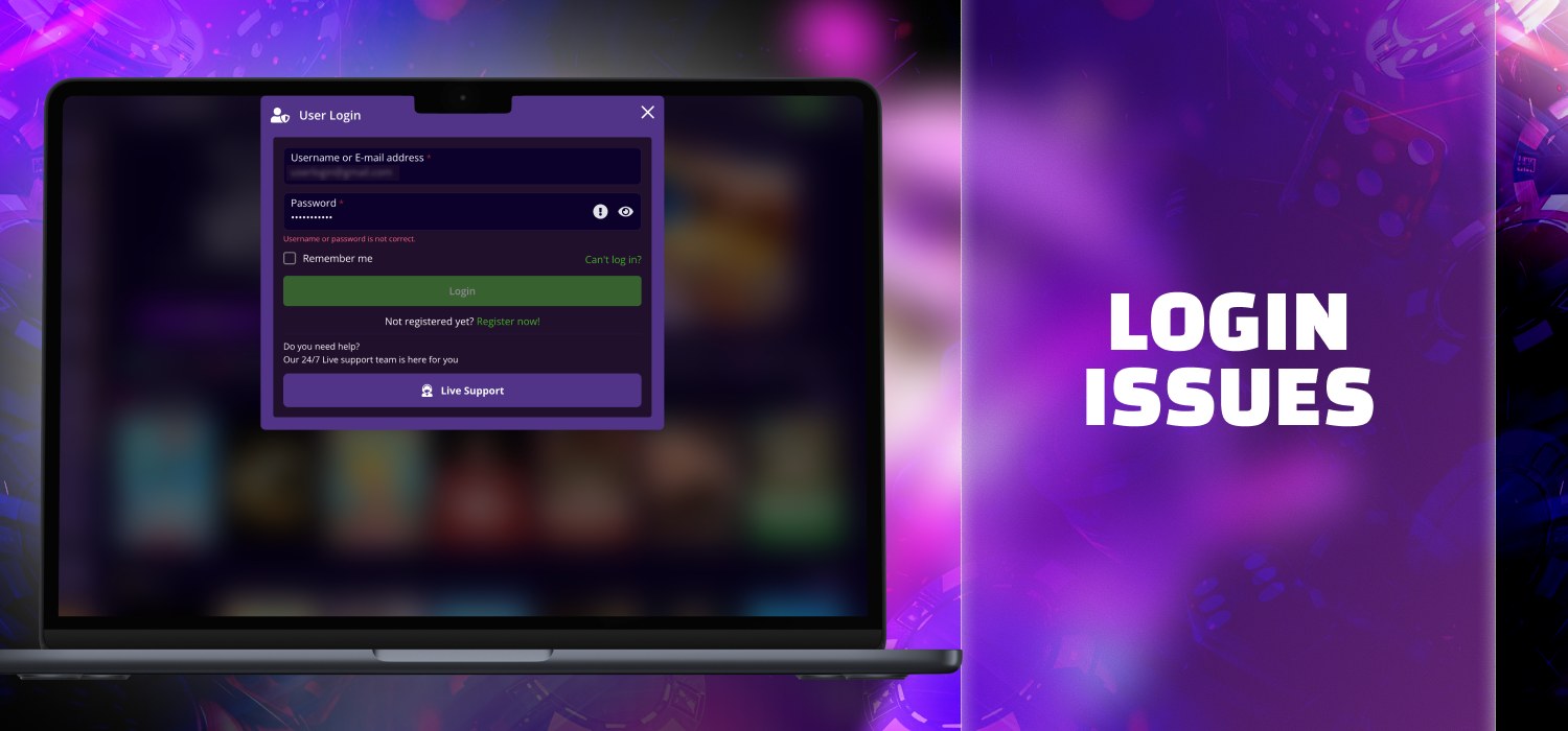 login issues on casino platform